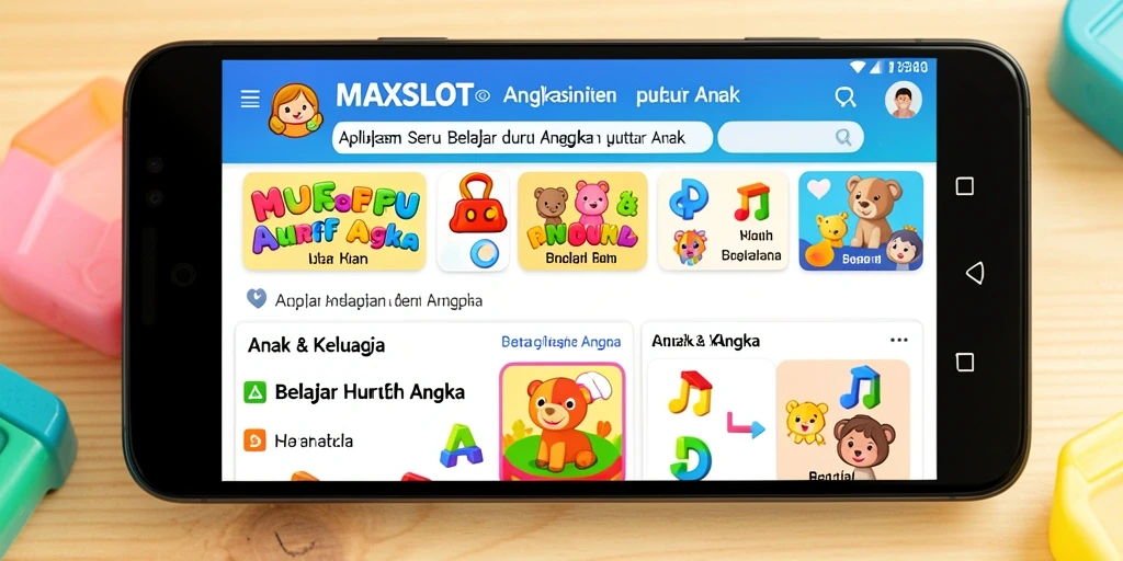Antarmuka MAXSLOT yang ceria dan edukatif untuk belajar angka dan huruf.