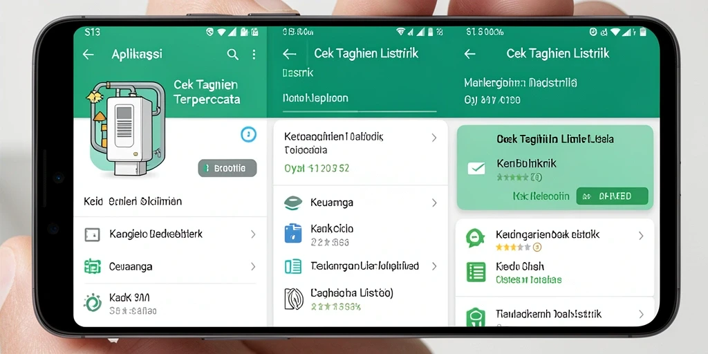 Tampilan antarmuka S13 untuk cek tagihan listrik.