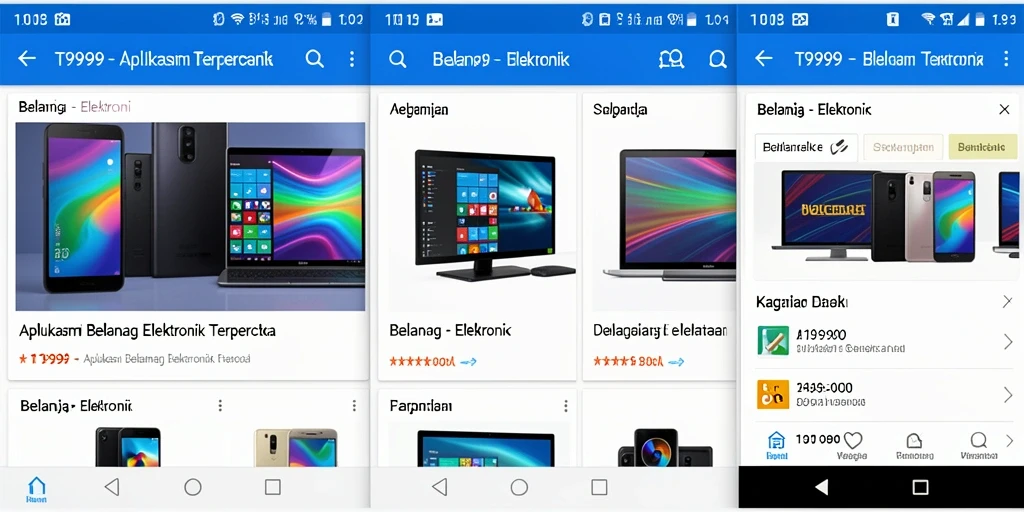 Antarmuka T9999 yang modern dan user-friendly untuk belanja elektronik.